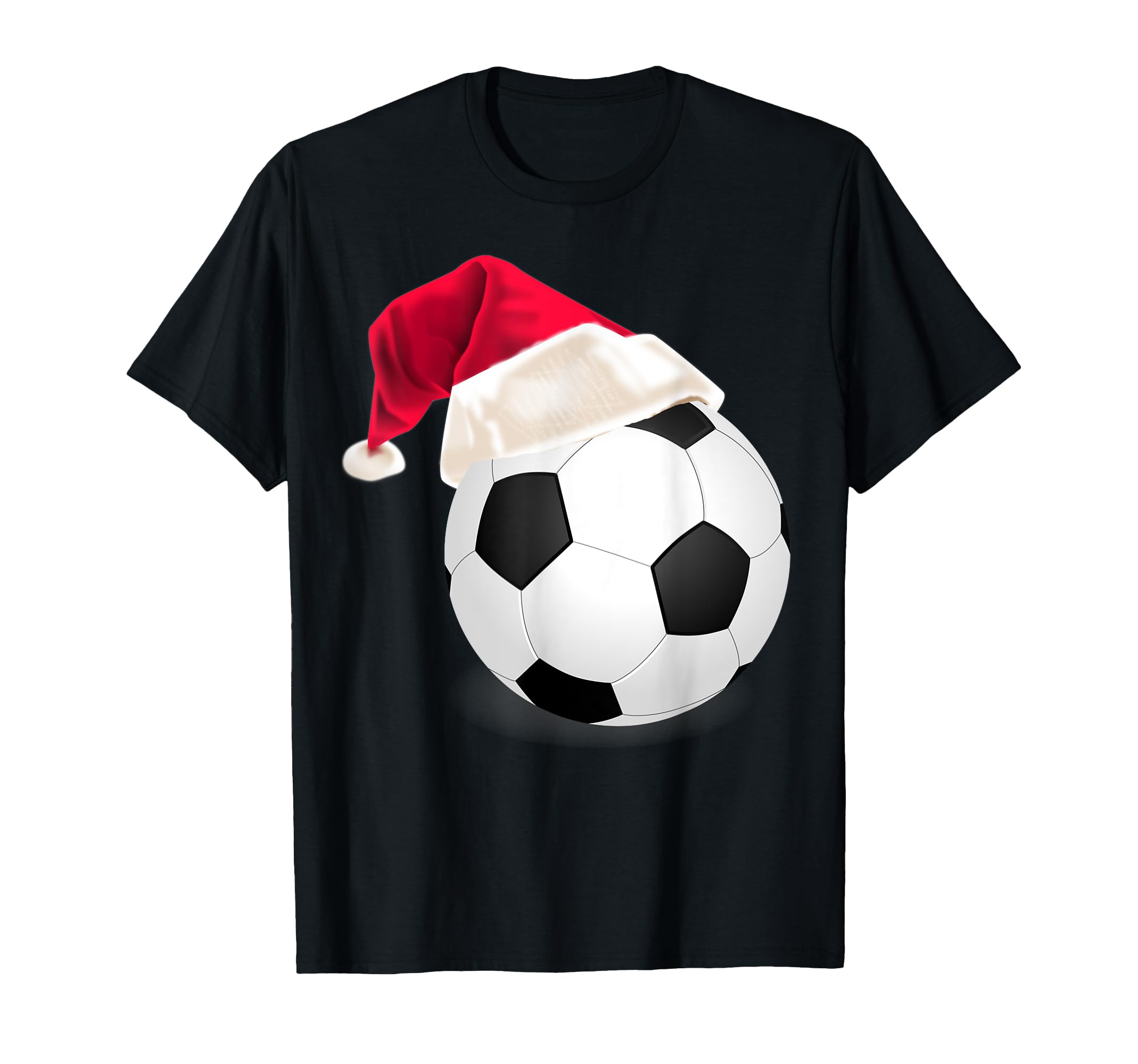 Soccer Soccer Ball Santa Hat T-Shirt - Custom Art Print Unisex - T-Shirt, Sweatshirt, Hoodie