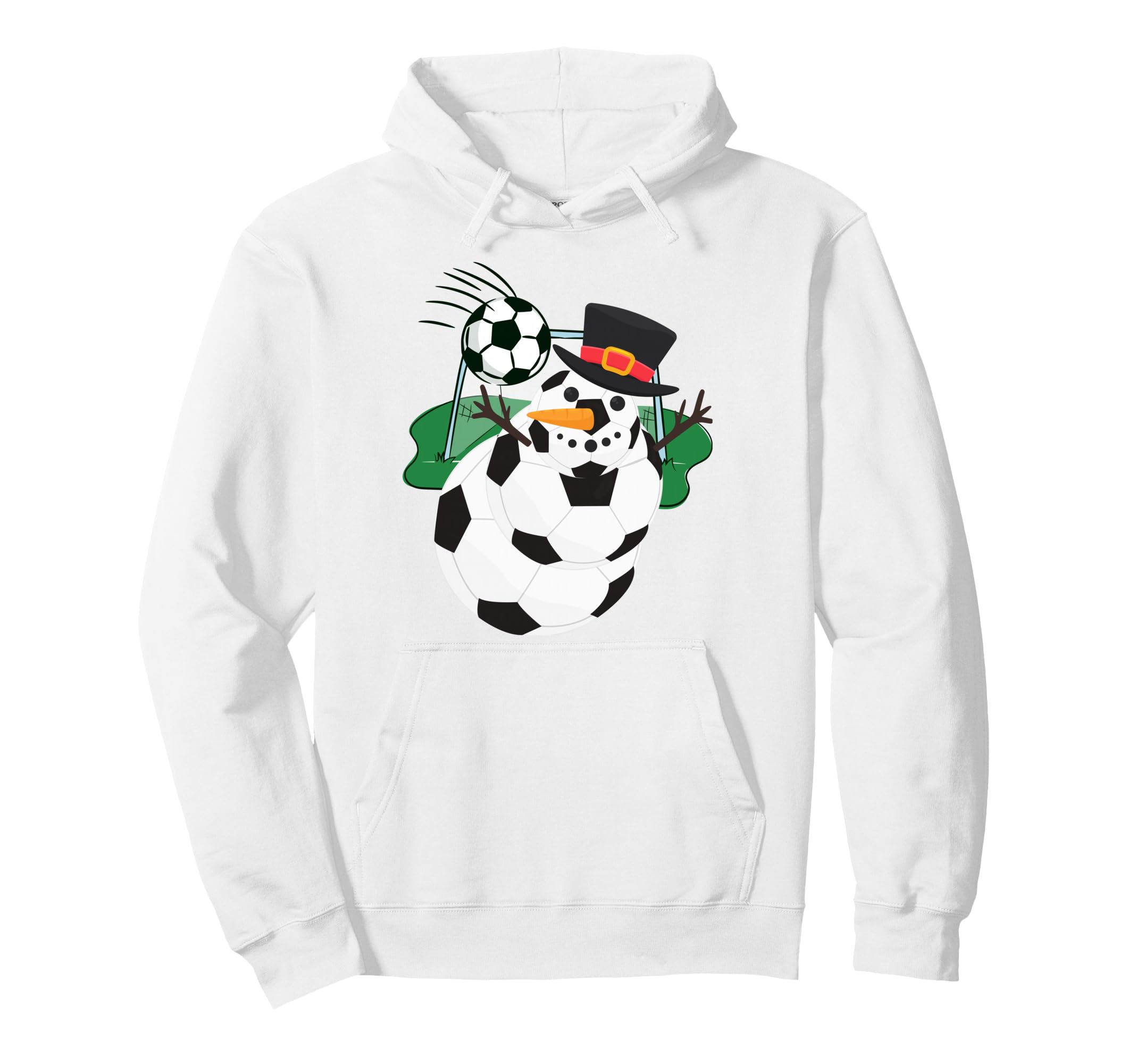 Soccer Balls Snowman Winter Sports Team Hoodie - Graphic Print for Adults - T-Shirt, Sweatshirt, Hoodie
