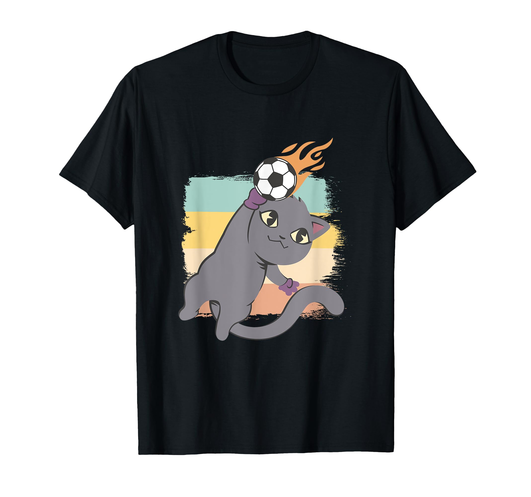 Cat As Soccer Player Goalie Colorful T-Shirt - Custom Art Print Men Women - T-Shirt, Sweatshirt, Hoodie