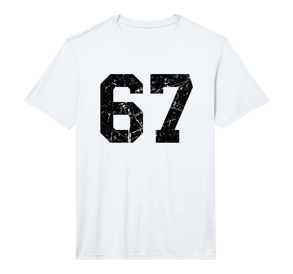 Black Distressed Sport Team Number 67 T-Shirt - Unique Graphic for Adults - T-Shirt, Sweatshirt, Hoodie