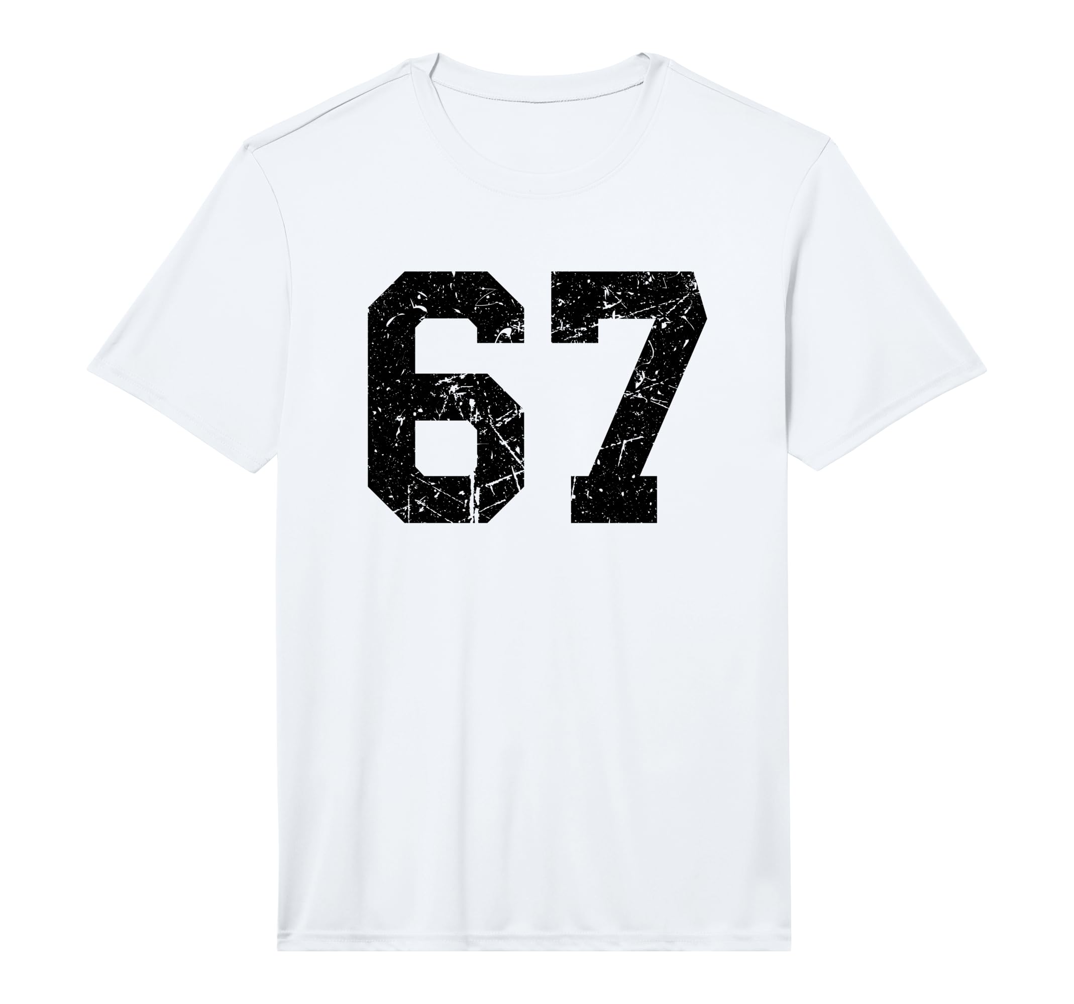 Black Distressed Sport Team Number 67 T-Shirt - Unique Graphic for Adults - T-Shirt, Sweatshirt, Hoodie