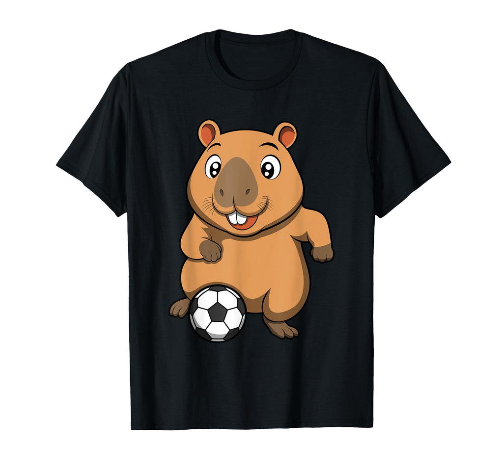 Soccer Capybara Cartoon Funny Water T-Shirt - Aesthetic Graphic Men Women - T-Shirt, Sweatshirt, Hoodie