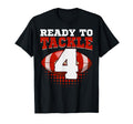 Football 4Th Birthday Player Tackle T-Shirt - Aesthetic Graphic Unisex - T-Shirt, Sweatshirt, Hoodie