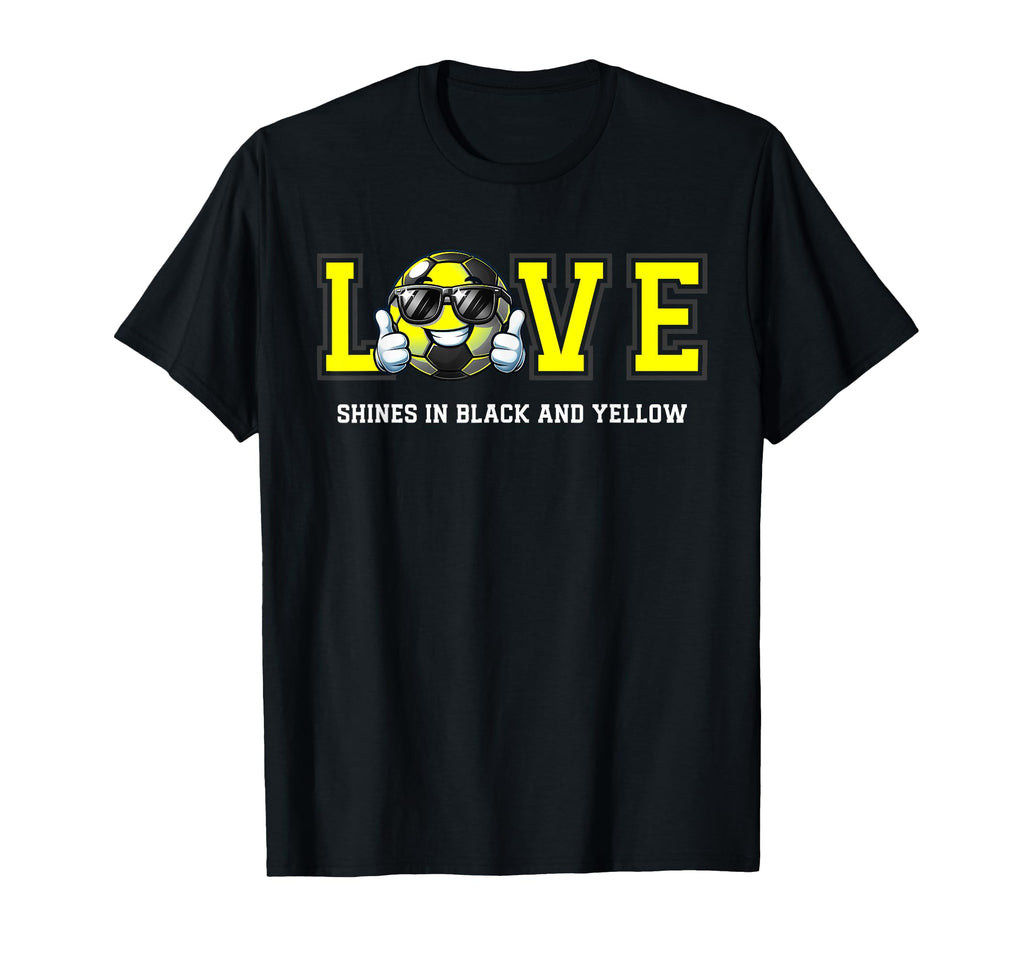 Cartoon Soccer Ball Black And Yellow T-Shirt - Graphic Print Men Women - T-Shirt, Sweatshirt, Hoodie