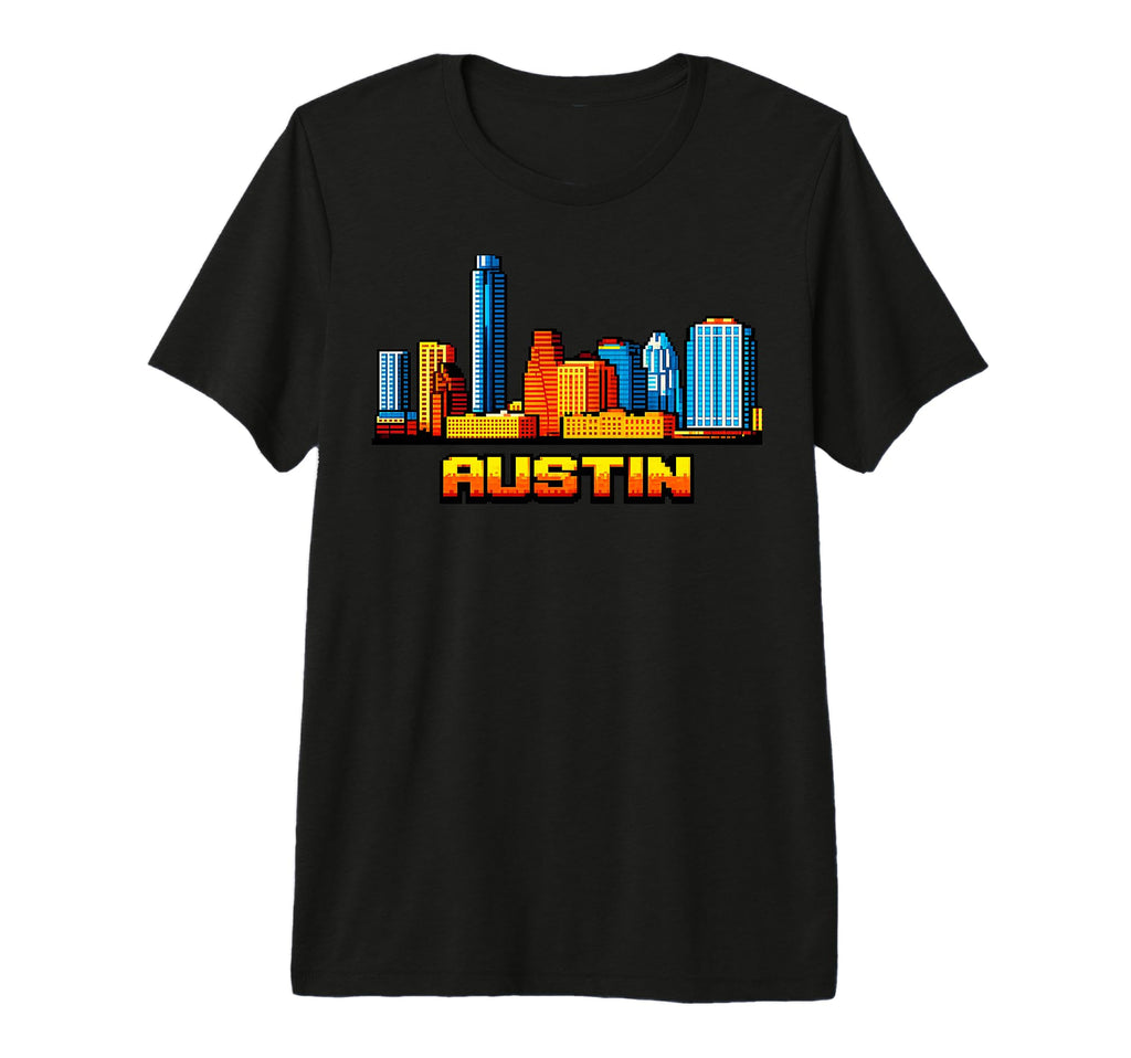 Austin 8 Bit Video Arcade Gamer T-Shirt - Aesthetic Graphic for Adults - T-Shirt, Sweatshirt, Hoodie