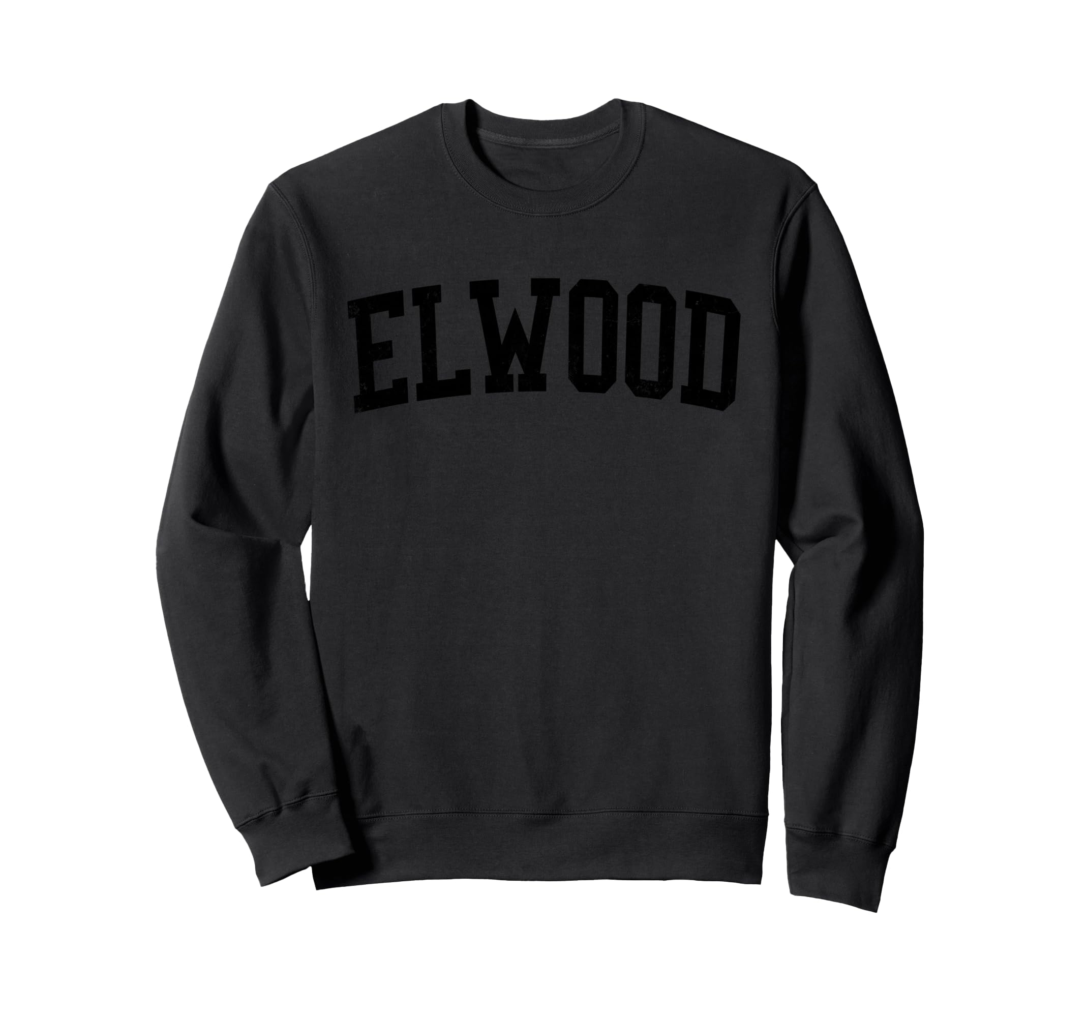 Elwood Distressed Black Varsity Sweatshirt - Fun Novelty Design Unisex - T-Shirt, Sweatshirt, Hoodie