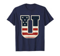 Usa Flag Letter U Stars Stripes Matching T-Shirt - Graphic Print Men Women - T-Shirt, Sweatshirt, Hoodie