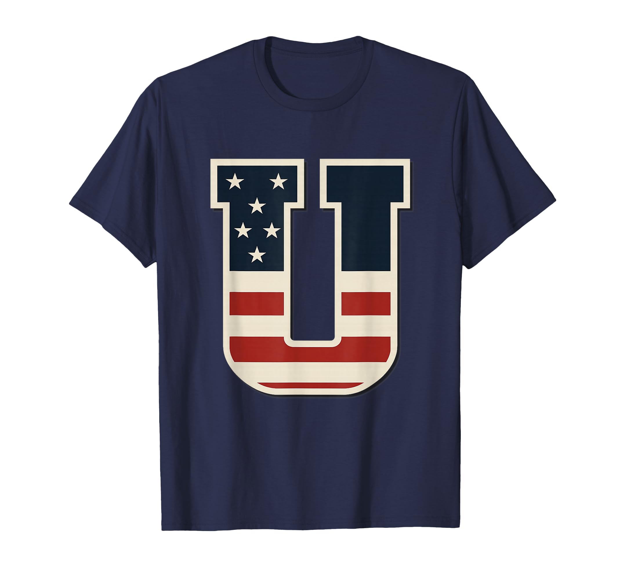 Usa Flag Letter U Stars Stripes Matching T-Shirt - Graphic Print Men Women - T-Shirt, Sweatshirt, Hoodie