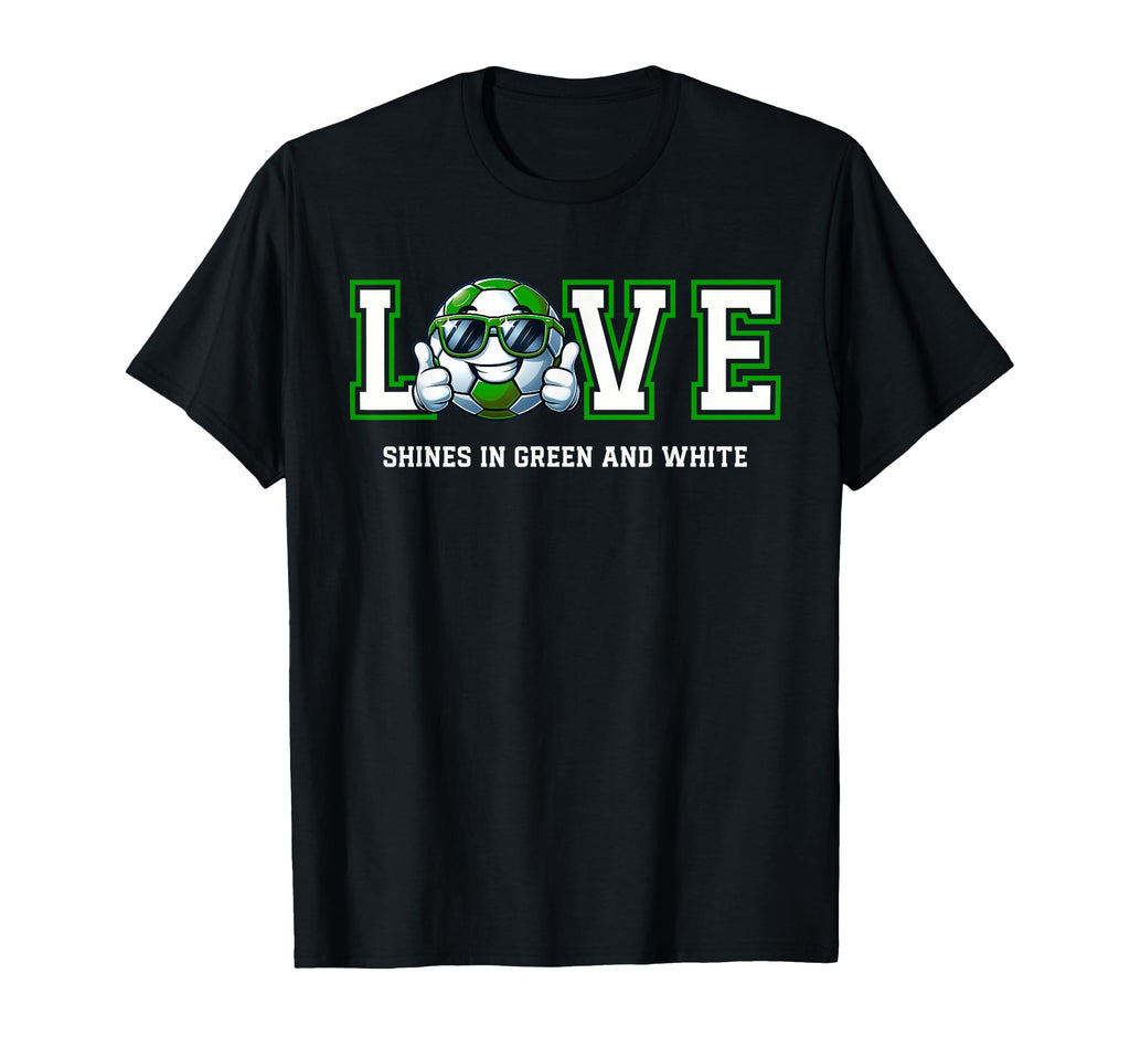 Cartoon Soccer Ball Green And White T-Shirt - Novelty Apparel for Adults - T-Shirt, Sweatshirt, Hoodie