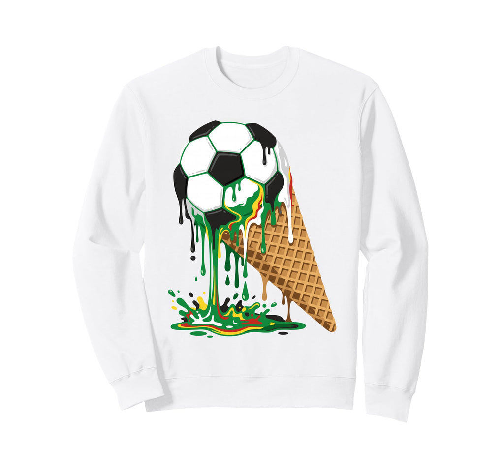 Soccer Ice Cream Dripping Ball Waffle Sweatshirt - Custom Art Print Unisex - T-Shirt, Sweatshirt, Hoodie