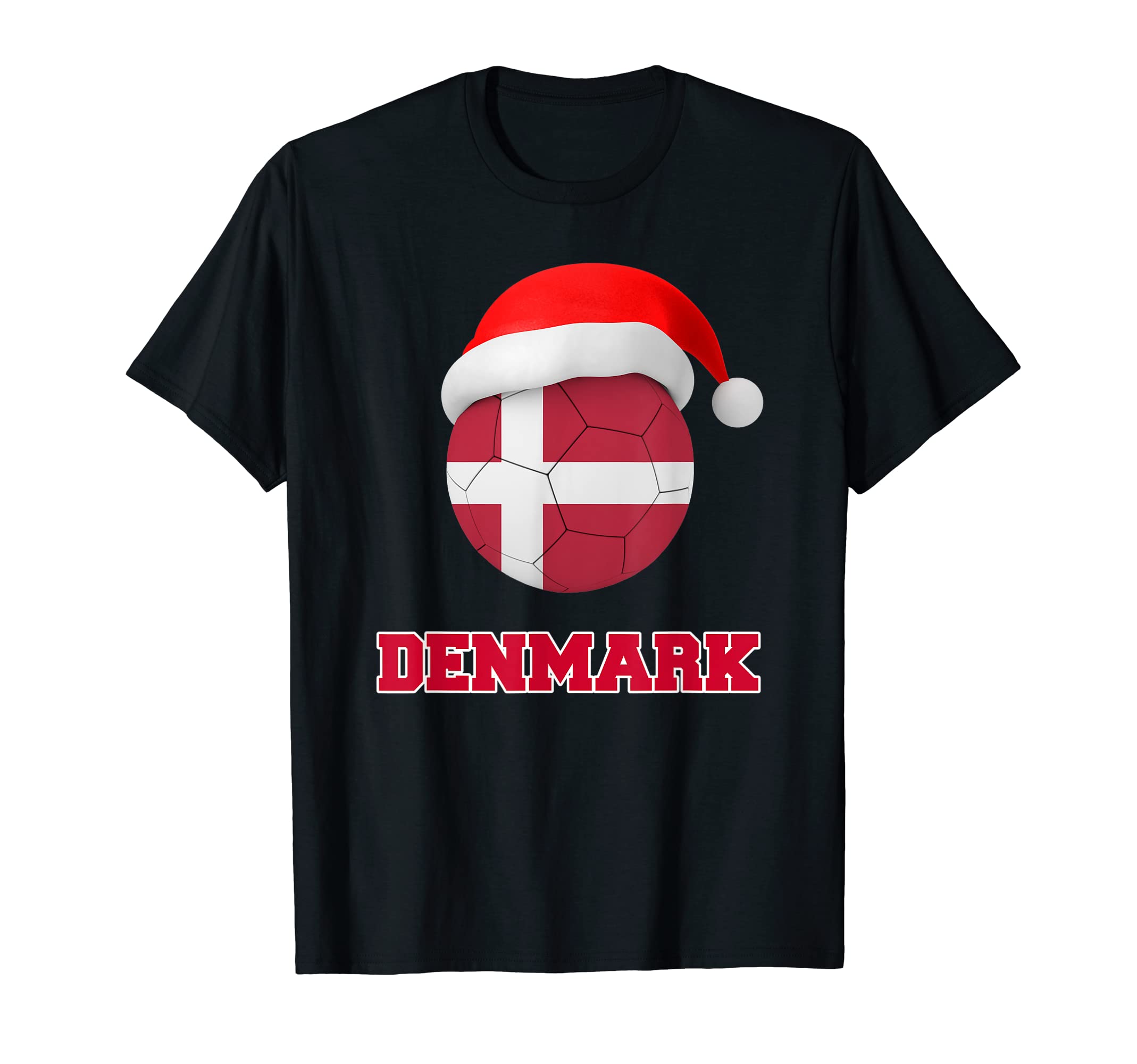 Denmark Soccer Soccer Ball Santa T-Shirt - Fun Novelty Design for Adults - T-Shirt, Sweatshirt, Hoodie