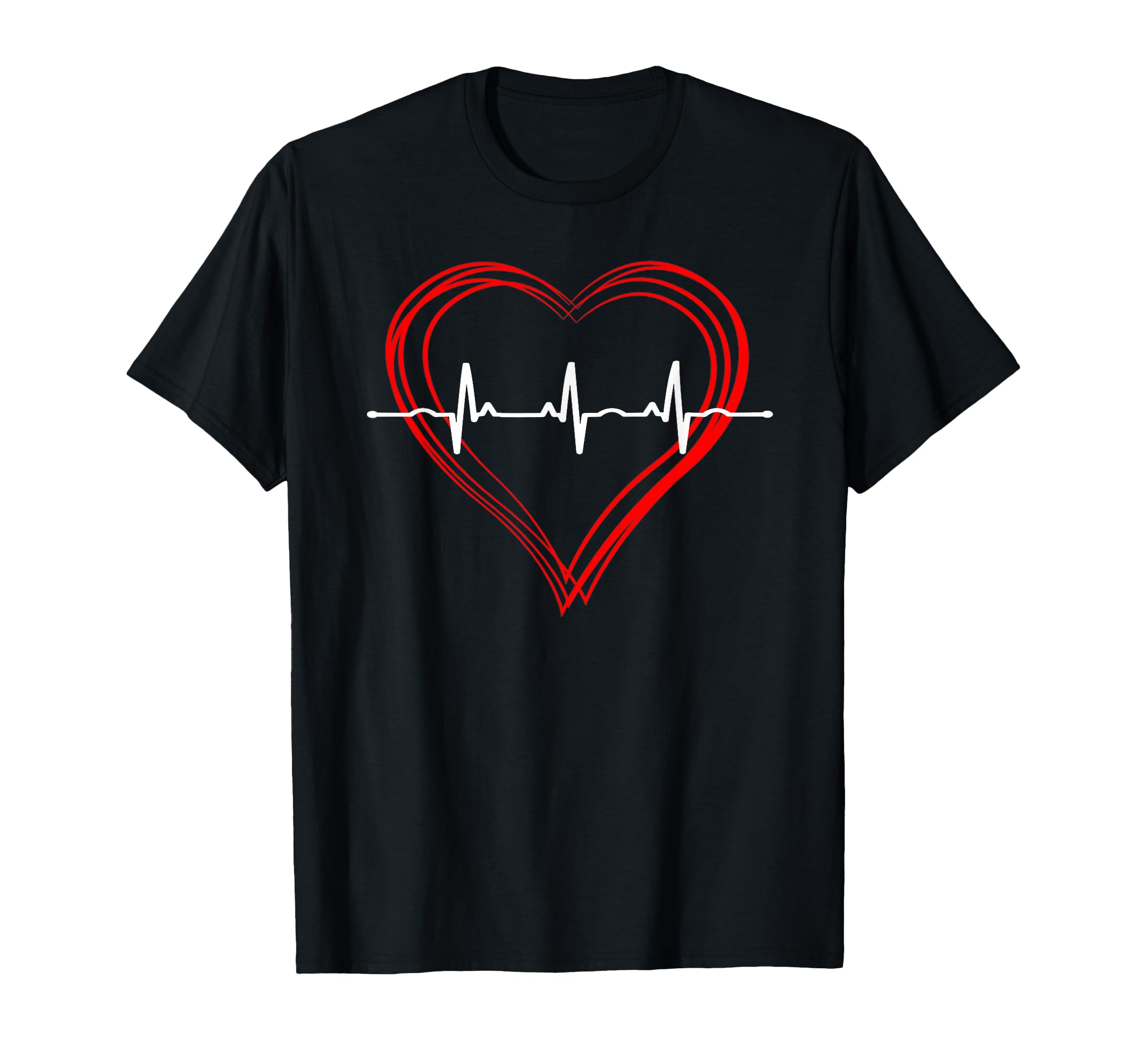 Ekg Heartbeat Love Cardiogram Hollow Ecg T-Shirt - Graphic Print Men Women - T-Shirt, Sweatshirt, Hoodie