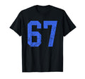 Distressed Royal Blue Number 67 T-Shirt - Novelty Apparel for Adults - T-Shirt, Sweatshirt, Hoodie