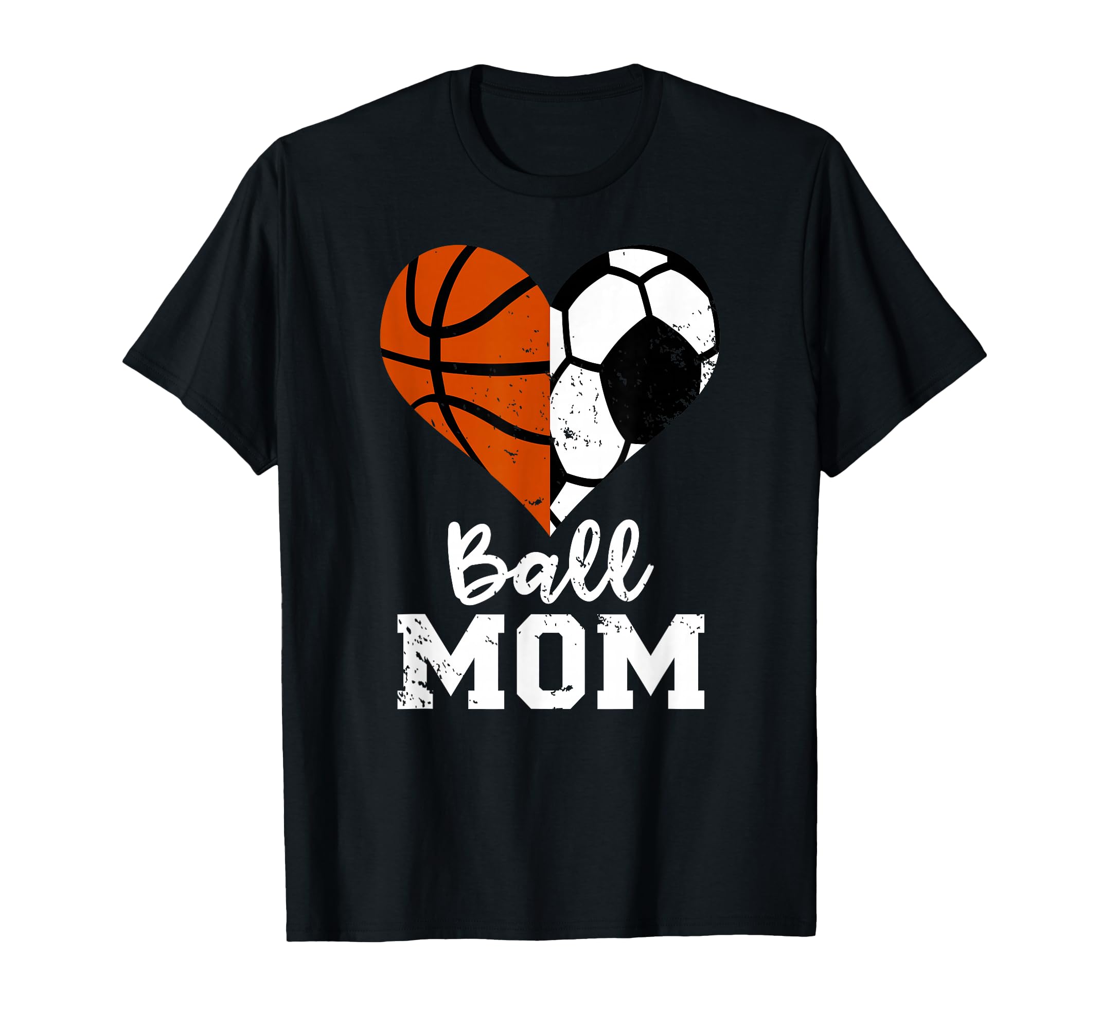 Ball Mom Heart Funny Soccer Basketball T-Shirt - Fun Novelty Design Unisex - T-Shirt, Sweatshirt, Hoodie