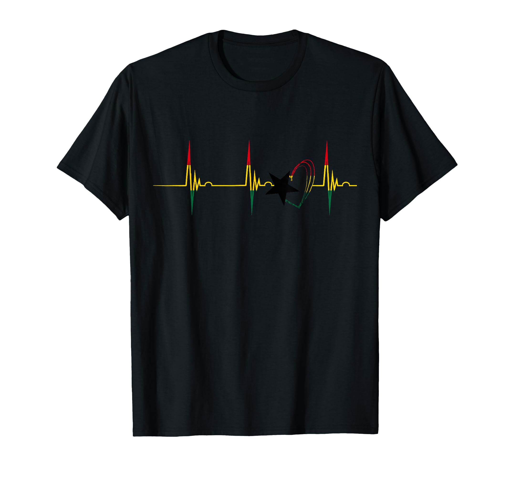 Ghanese Pride Ghana Heartbeat Ekg T-Shirt - Custom Art Print Men Women - T-Shirt, Sweatshirt, Hoodie