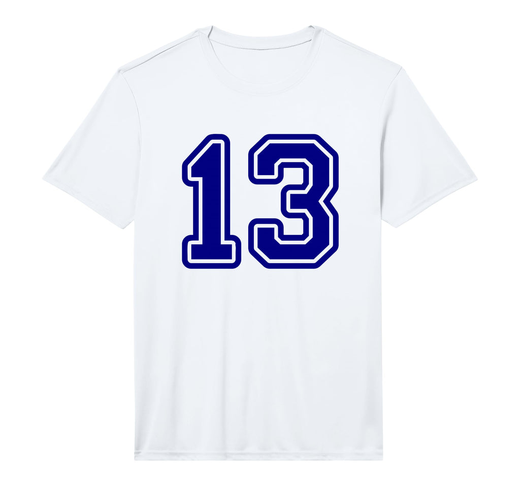 Blue Sports Team Number 13 T-Shirt - Fun Novelty Design Men Women - T-Shirt, Sweatshirt, Hoodie