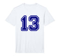 Blue Sports Team Number 13 T-Shirt - Fun Novelty Design Men Women - T-Shirt, Sweatshirt, Hoodie