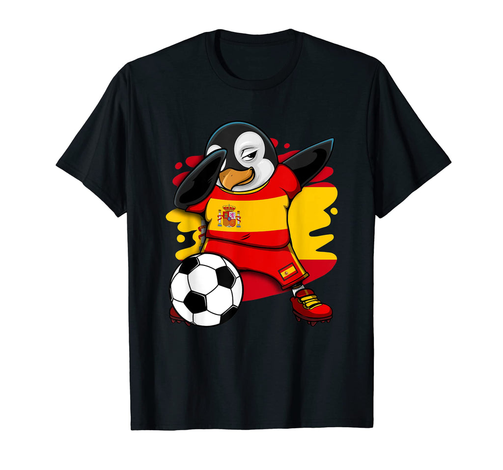 Dabbing Penguin Spain Soccer Fans Jersey T-Shirt - Unique Graphic Unisex - T-Shirt, Sweatshirt, Hoodie