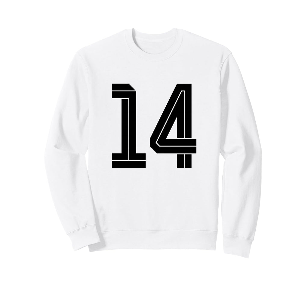 14 White Number 14 Sports Fan Sweatshirt - Casual Everyday Wear Unisex - T-Shirt, Sweatshirt, Hoodie