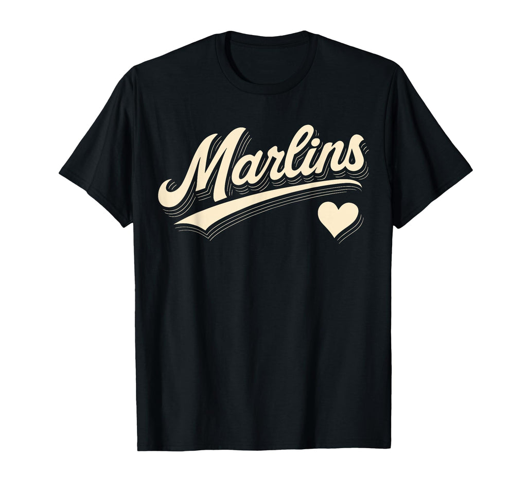 Marlins Typography Heart Gift T-Shirt - Custom Art Print Unisex - T-Shirt, Sweatshirt, Hoodie