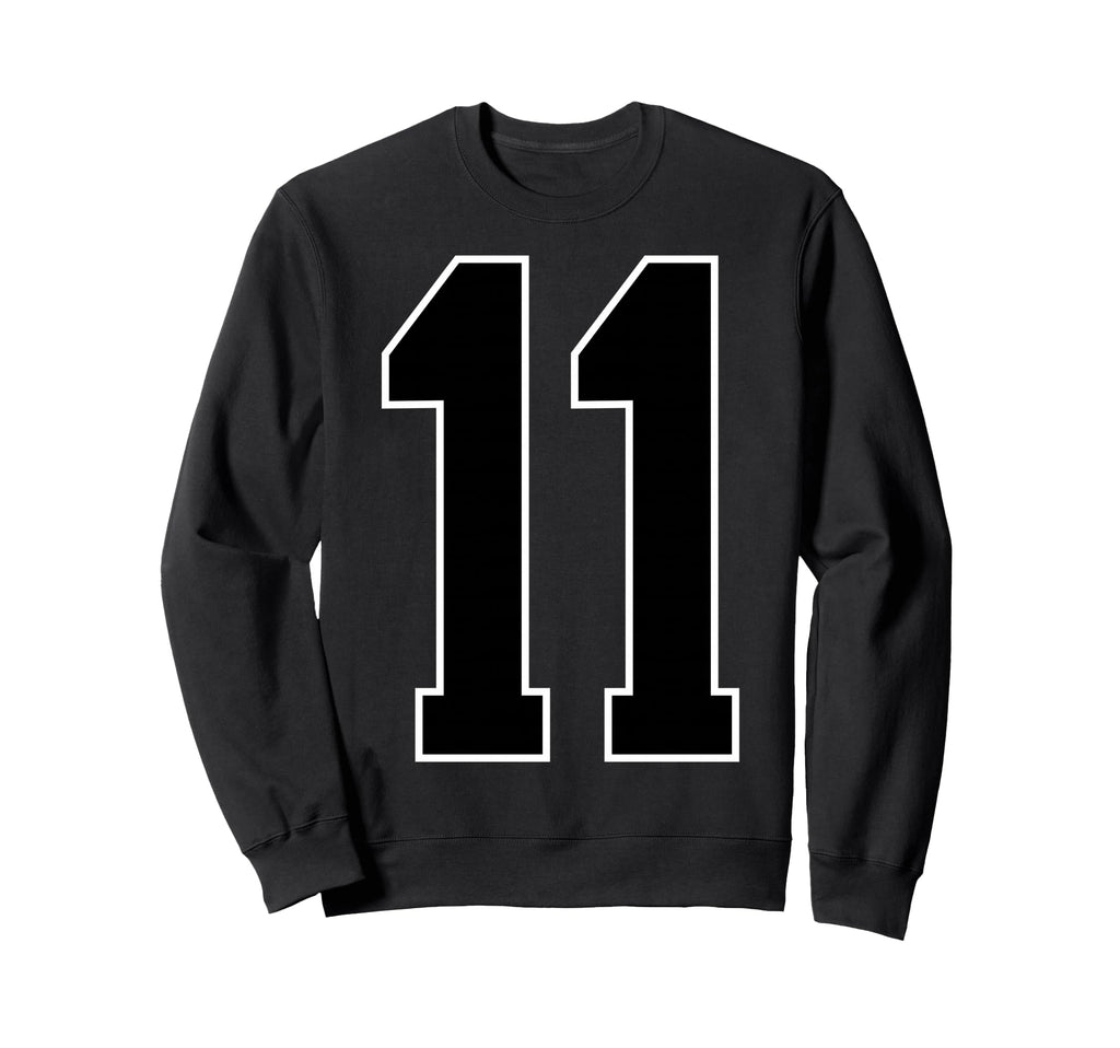 Black Sports Team Number 11 Fan Sweatshirt - Graphic Print Unisex - T-Shirt, Sweatshirt, Hoodie