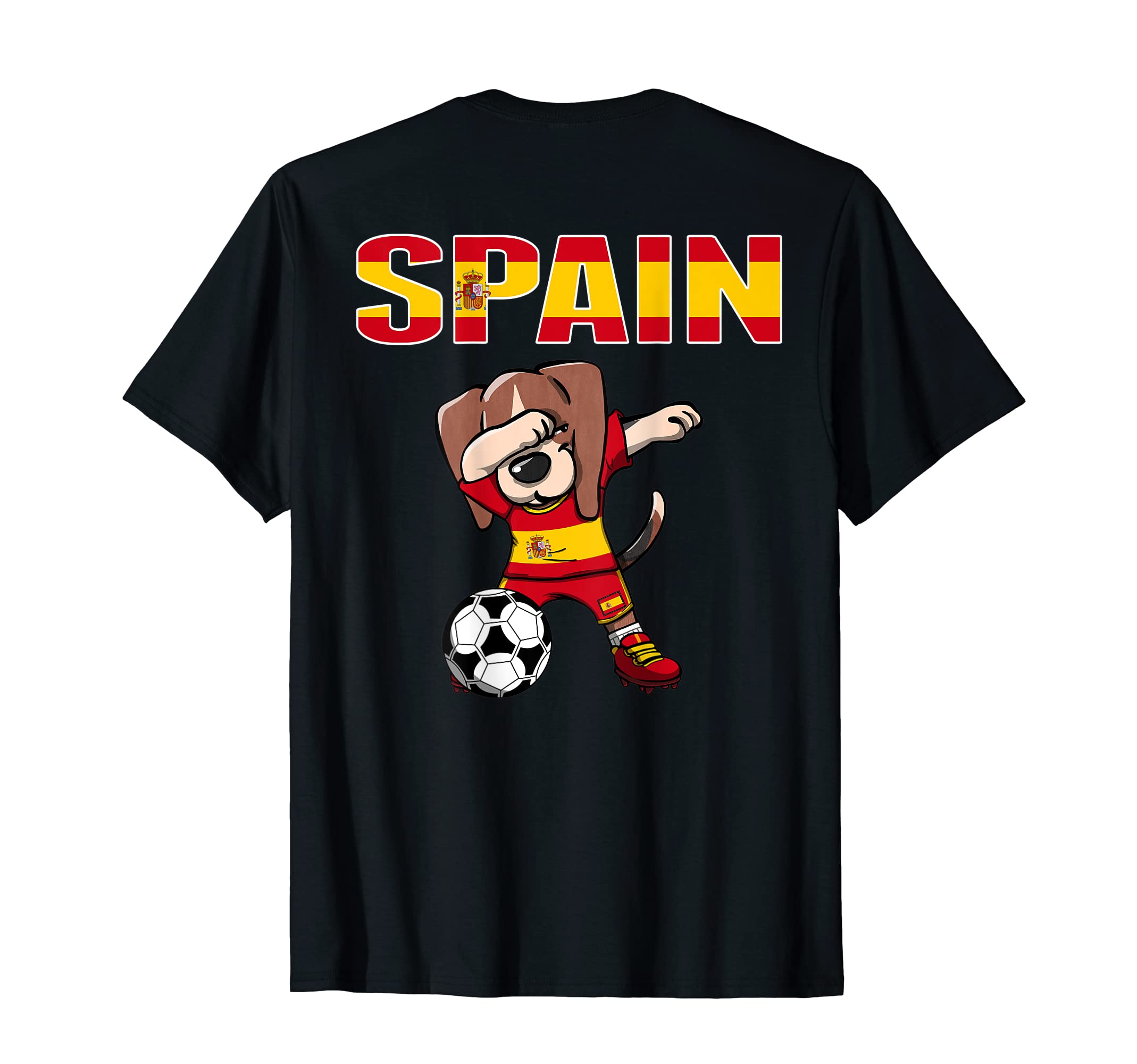 Dabbing Beagle Dog Spain Soccer Fans T-Shirt - Trendy Graphic for Adults - T-Shirt, Sweatshirt, Hoodie