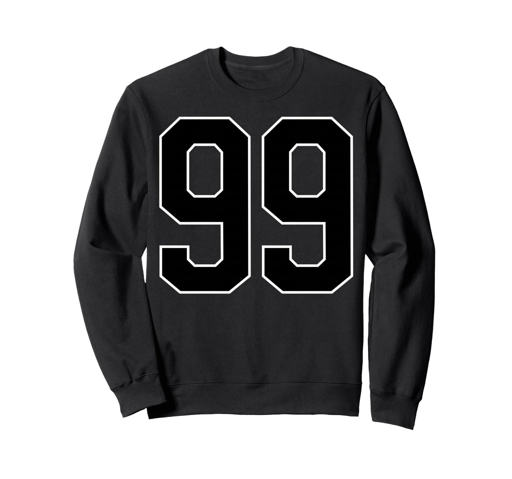 Black Sports Team Number 99 Fan Sweatshirt - Minimalist Print for Adults - T-Shirt, Sweatshirt, Hoodie