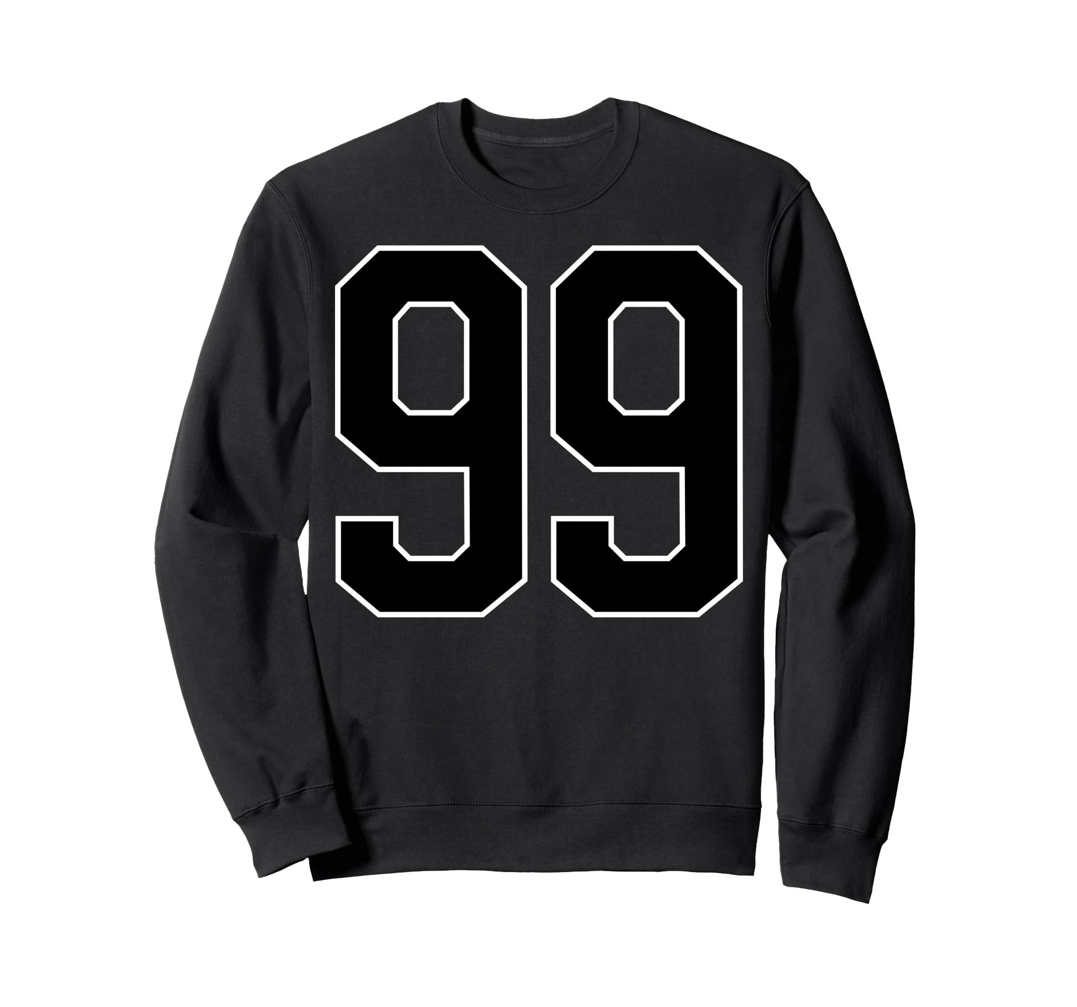 Black Sports Team Number 99 Fan Sweatshirt - Minimalist Print for Adults - T-Shirt, Sweatshirt, Hoodie