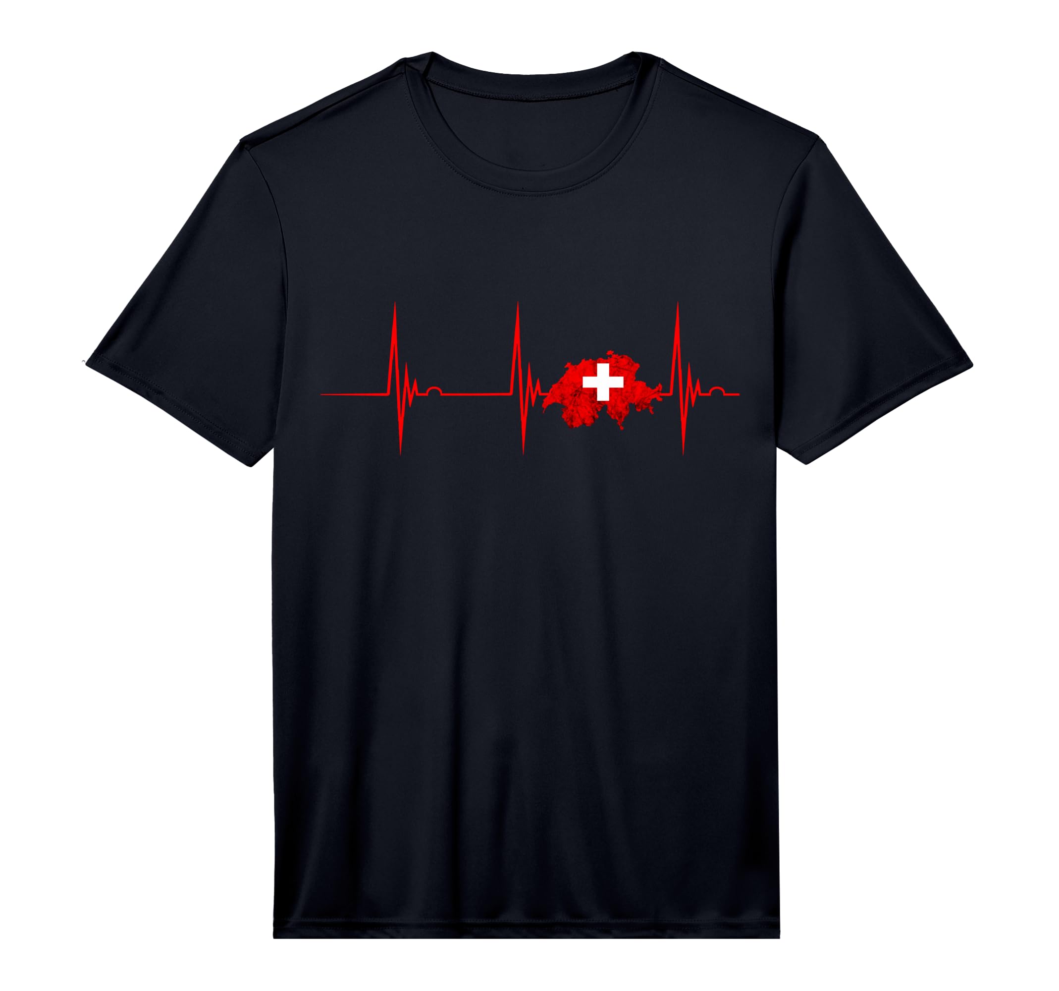 Switzerland Swiss Flag Map Heartbeat T-Shirt - Trendy Graphic Men Women - T-Shirt, Sweatshirt, Hoodie