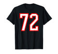White Red Sports Team Number 72 T-Shirt - Casual Everyday Wear Men Women - T-Shirt, Sweatshirt, Hoodie