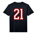 White Red Sports Team Number 21 Performance T-Shirt - Graphic Print Unisex - T-Shirt, Sweatshirt, Hoodie