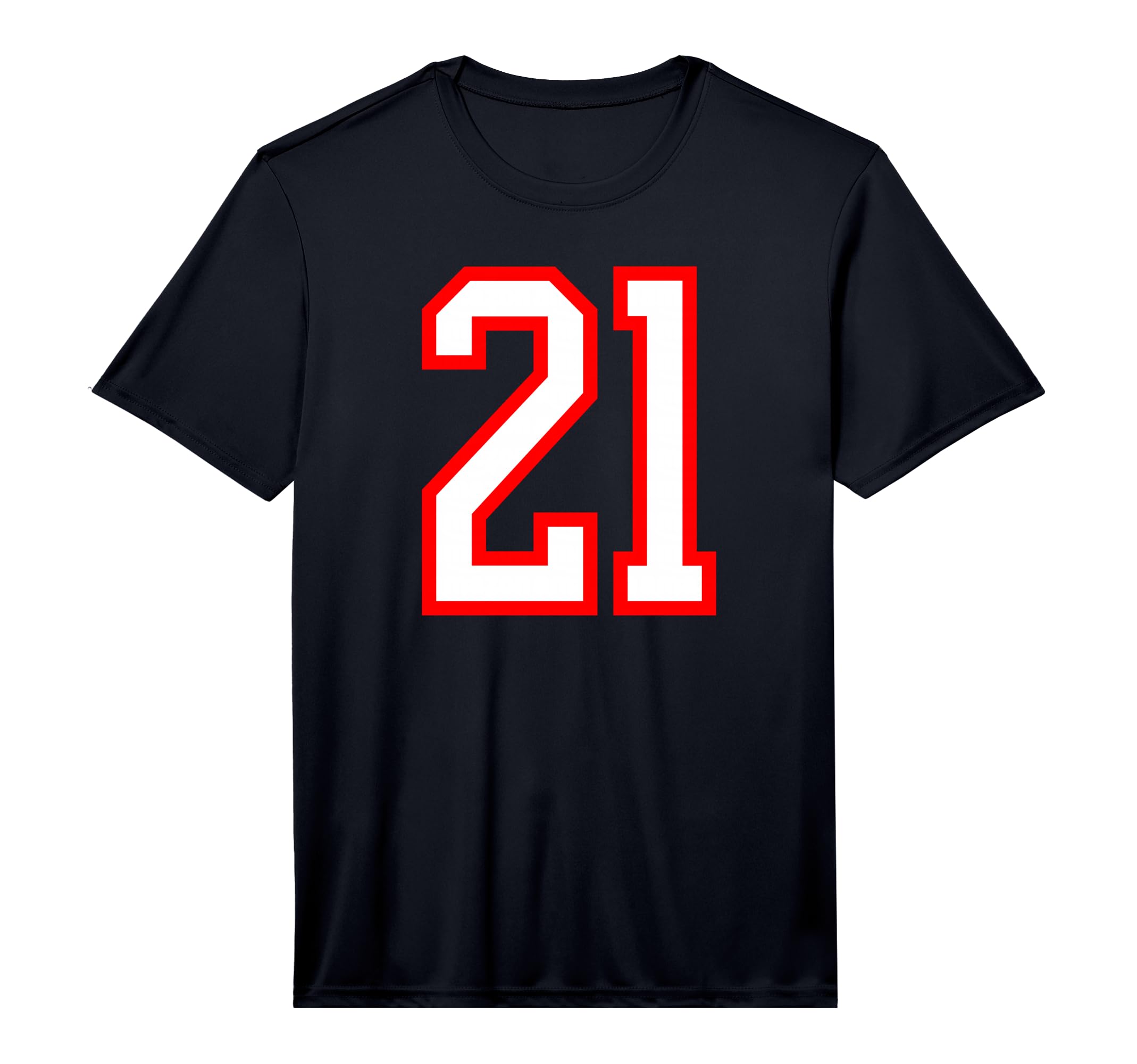 White Red Sports Team Number 21 Performance T-Shirt - Graphic Print Unisex - T-Shirt, Sweatshirt, Hoodie
