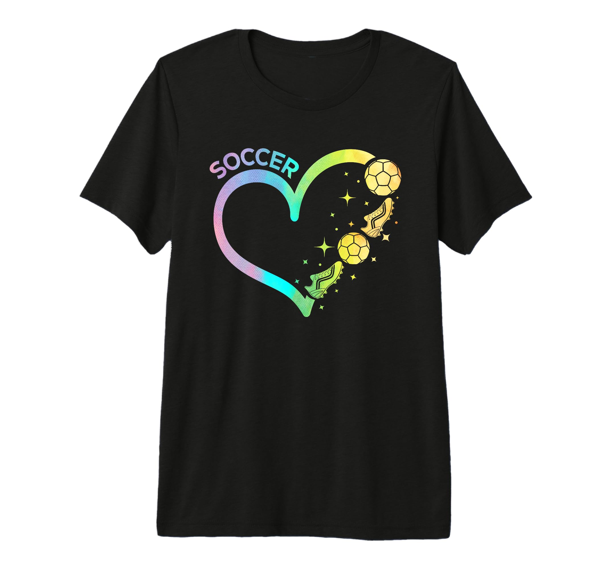 Colorful Watercolor Soccer Heart Soccer T-Shirt - Graphic Print for Adults - T-Shirt, Sweatshirt, Hoodie