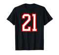 White Red Sports Team Number 21 T-Shirt - Minimalist Print for Adults - T-Shirt, Sweatshirt, Hoodie