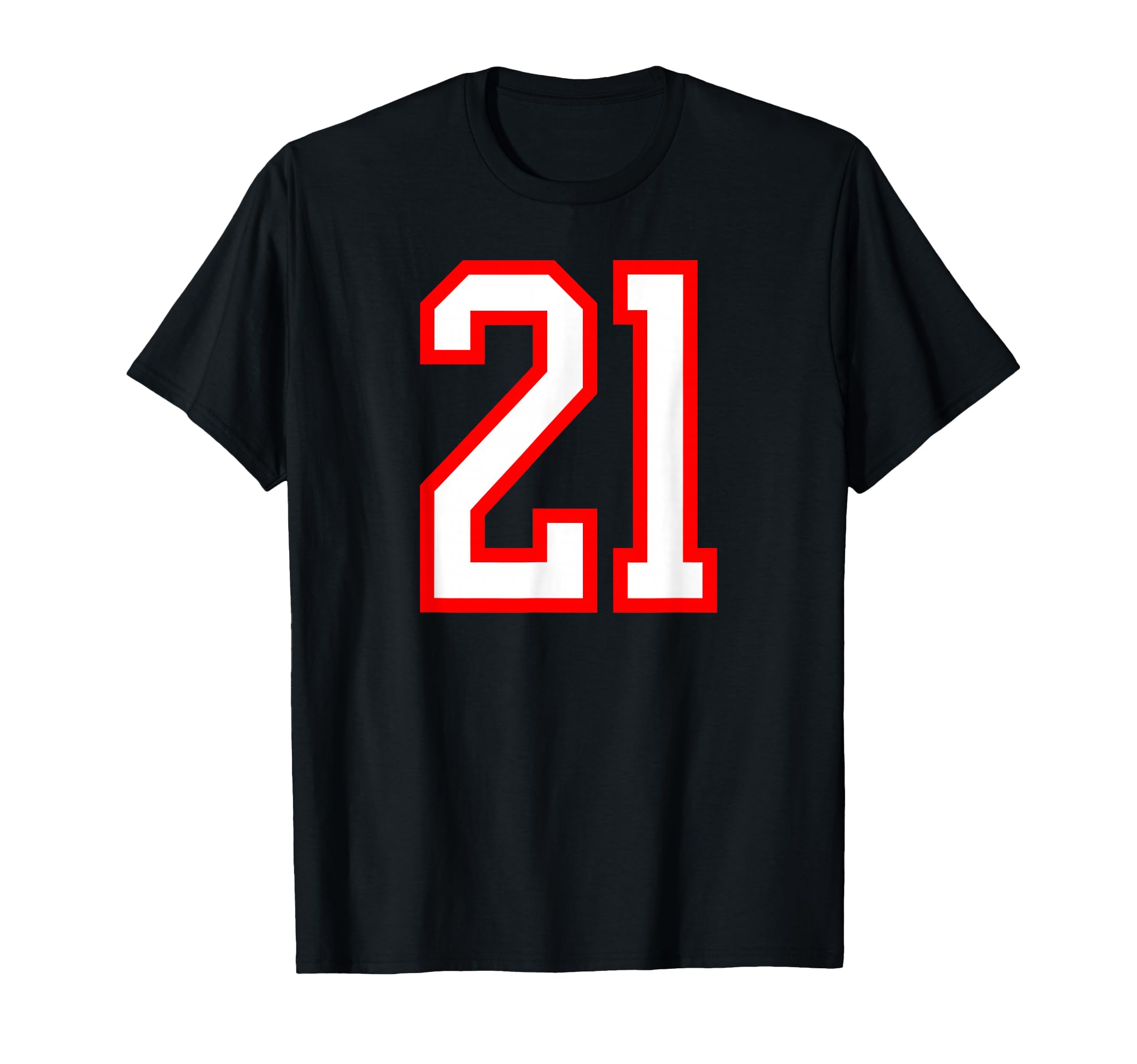White Red Sports Team Number 21 T-Shirt - Minimalist Print for Adults - T-Shirt, Sweatshirt, Hoodie