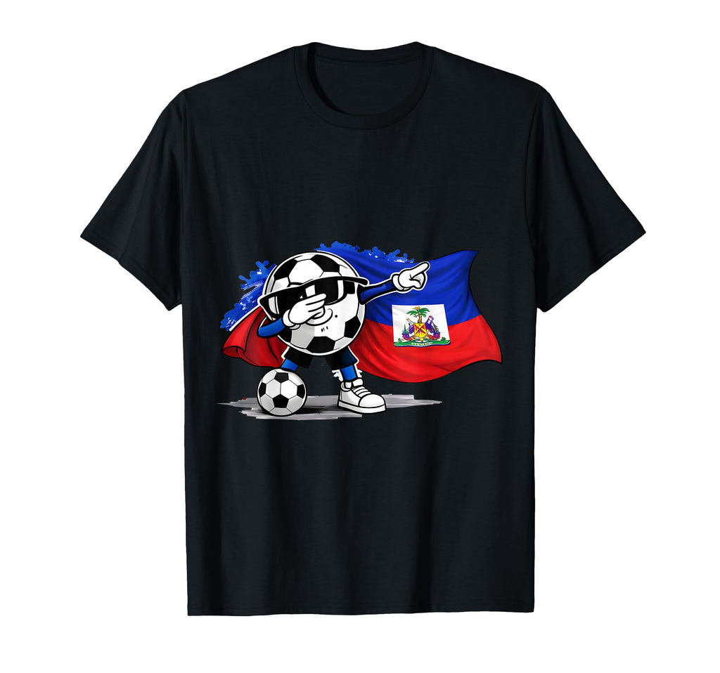 Dabbing Ball Soccer Haiti Flag Football T-Shirt - Unique Graphic Unisex - T-Shirt, Sweatshirt, Hoodie