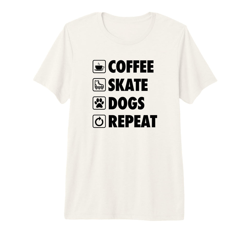 Coffee Skate Dogs Repeat Roller T-Shirt - Casual Everyday Wear Unisex - T-Shirt, Sweatshirt, Hoodie