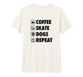 Coffee Skate Dogs Repeat Roller T-Shirt - Casual Everyday Wear Unisex - T-Shirt, Sweatshirt, Hoodie