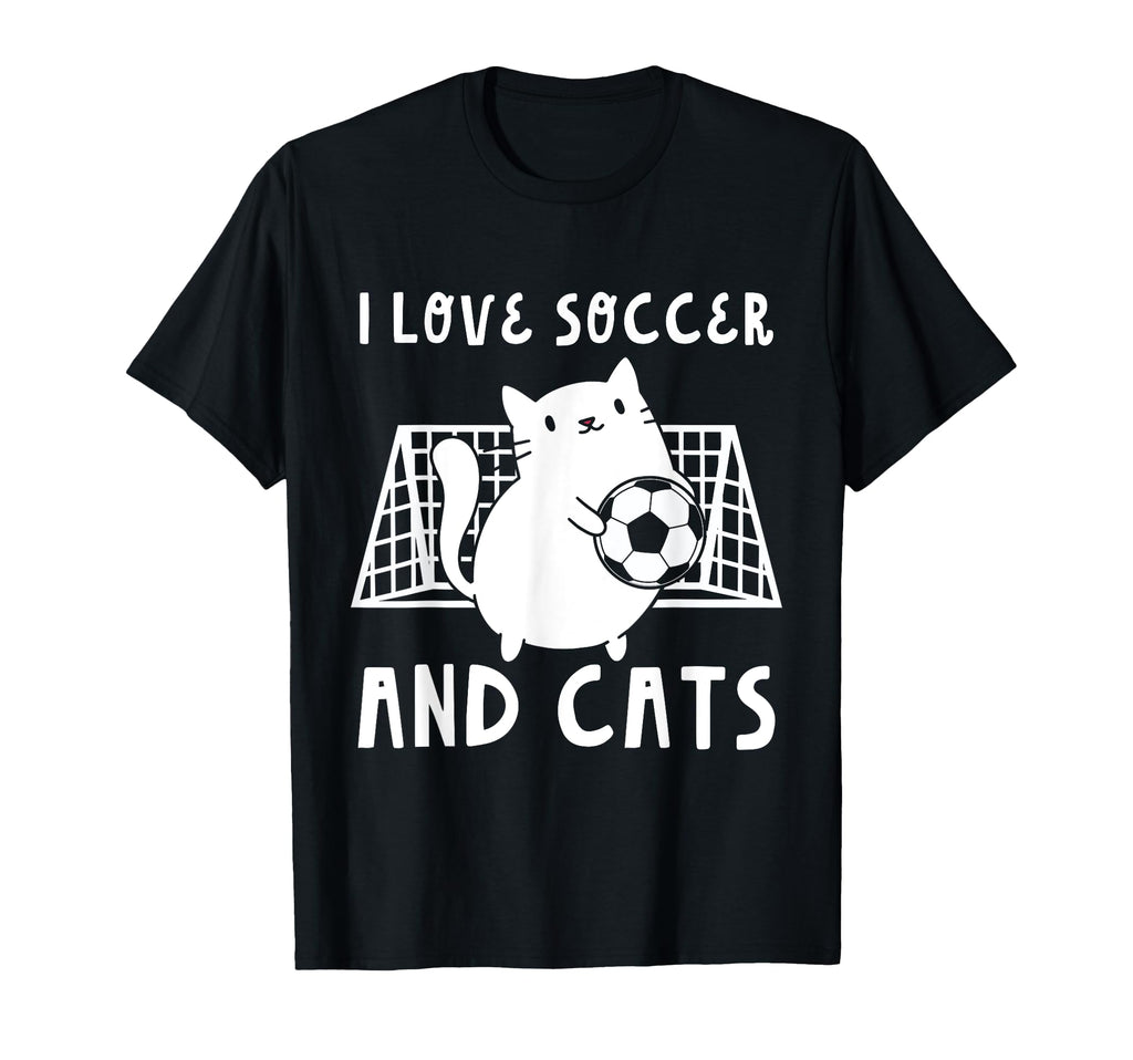 I Love Soccer And Cats Funny Soccer T-Shirt - Minimalist Print Men Women - T-Shirt, Sweatshirt, Hoodie