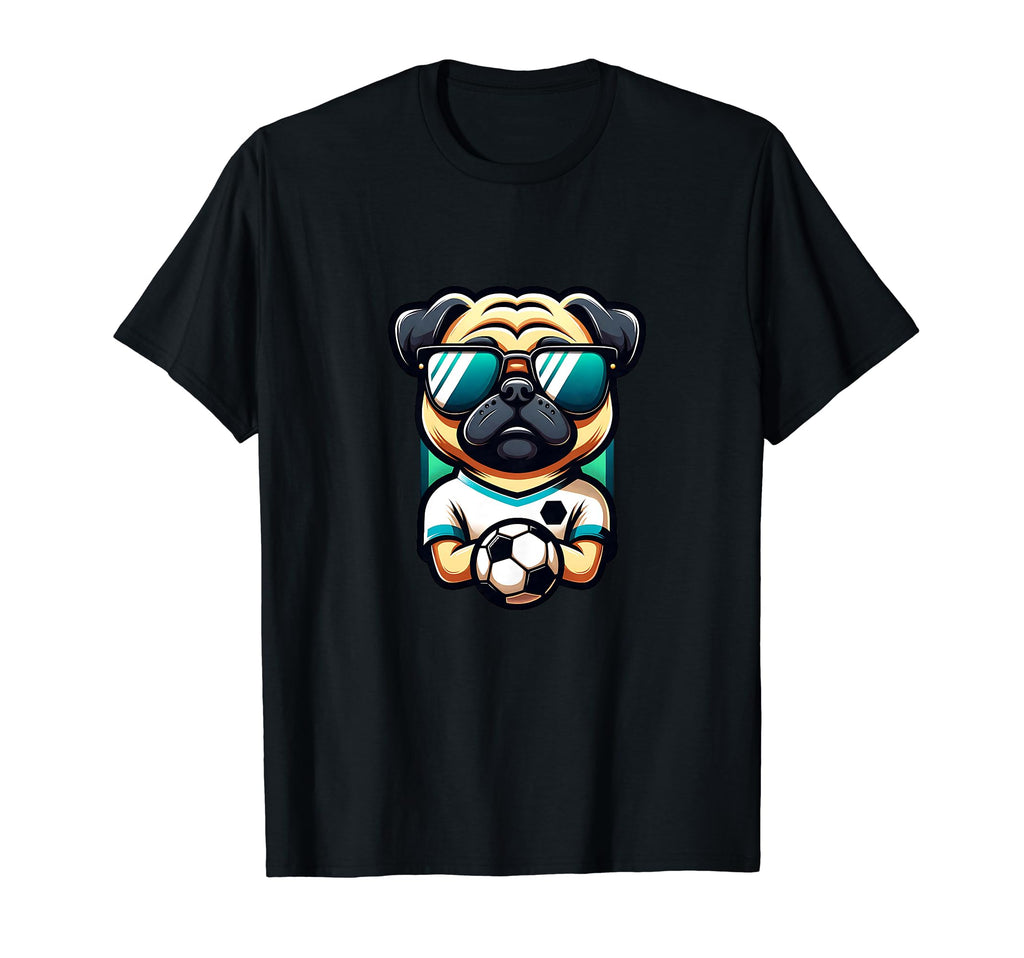 Pug Dog Soccer Player Champion Fan Art T-Shirt - Novelty Apparel Unisex - T-Shirt, Sweatshirt, Hoodie