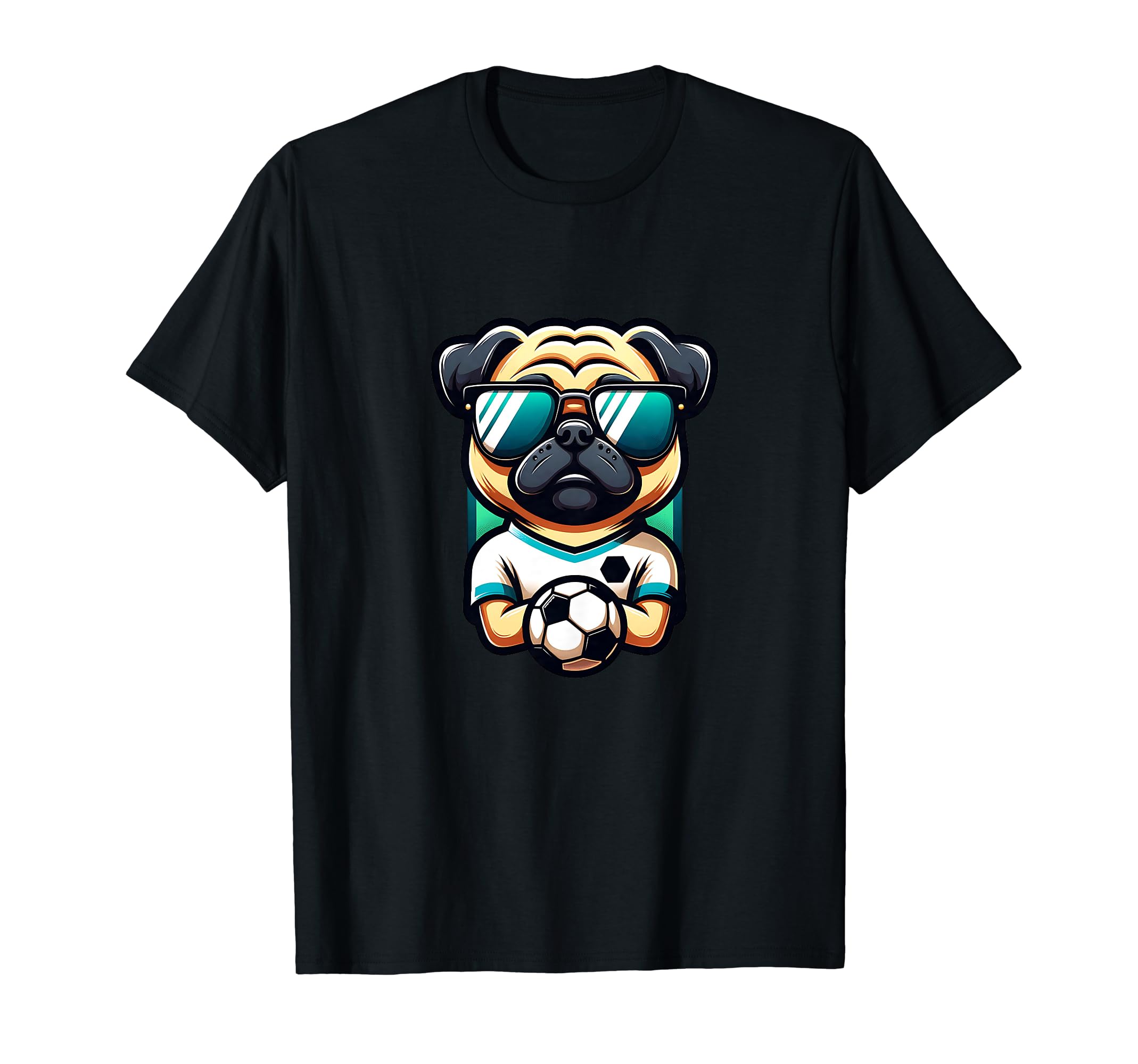 Pug Dog Soccer Player Champion Fan Art T-Shirt - Novelty Apparel Unisex - T-Shirt, Sweatshirt, Hoodie