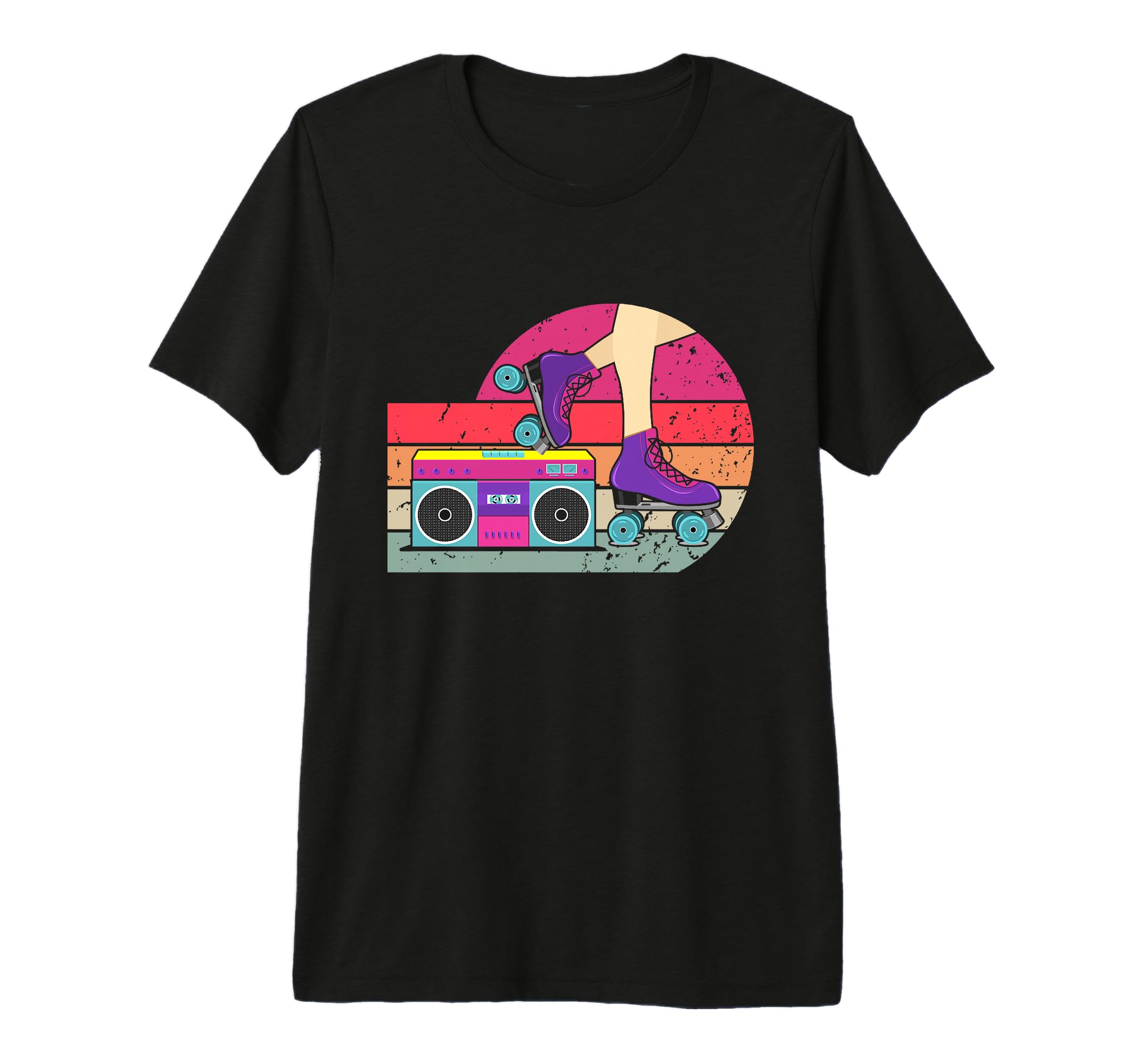 70S Roller Skate Radio Skating Tri T-Shirt - Novelty Apparel Men Women - T-Shirt, Sweatshirt, Hoodie