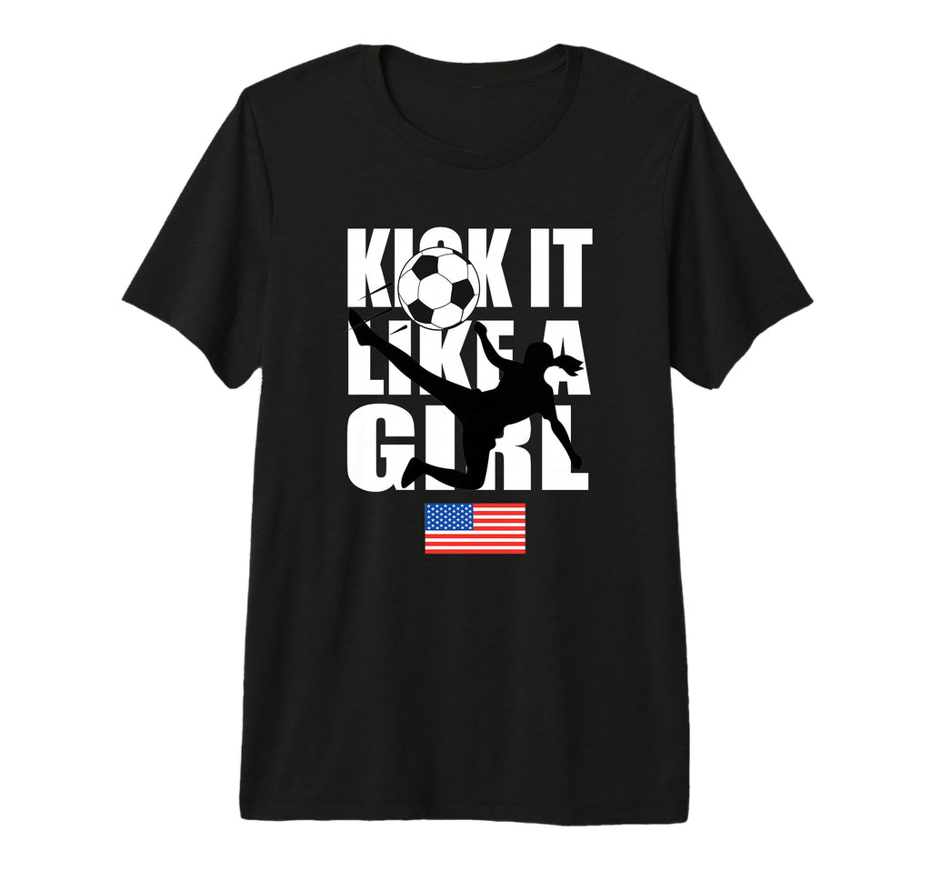 Soccer Kick It Like American Flag Tri Blend T-Shirt - Unique Graphic Unisex - T-Shirt, Sweatshirt, Hoodie