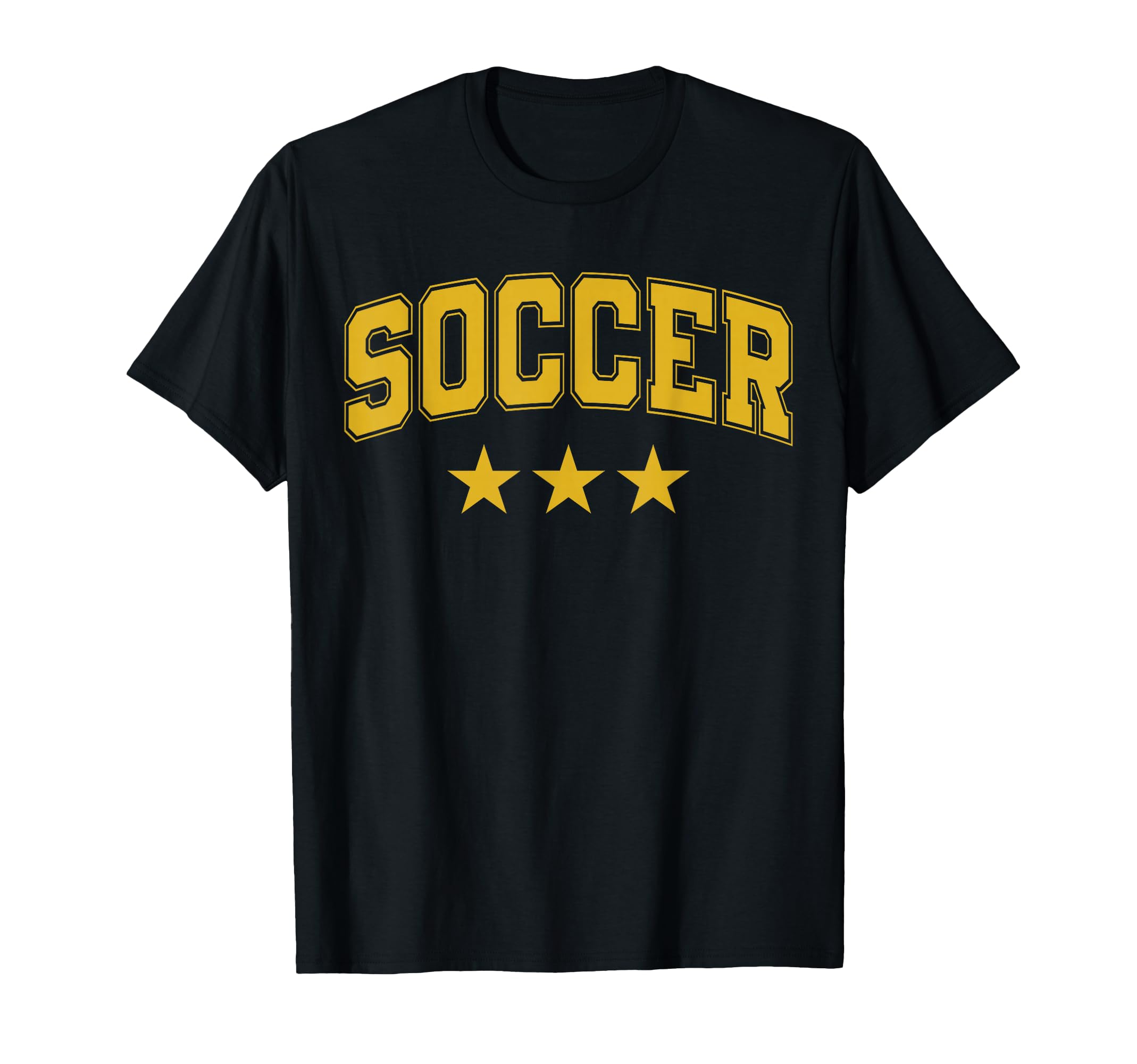 Soccer All Yellow Stars Text T-Shirt - Unique Graphic Unisex - T-Shirt, Sweatshirt, Hoodie