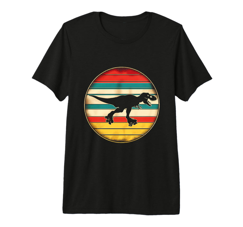 Roller Skate Dinosaur Tri Blend T-Shirt - Unique Graphic Unisex - T-Shirt, Sweatshirt, Hoodie