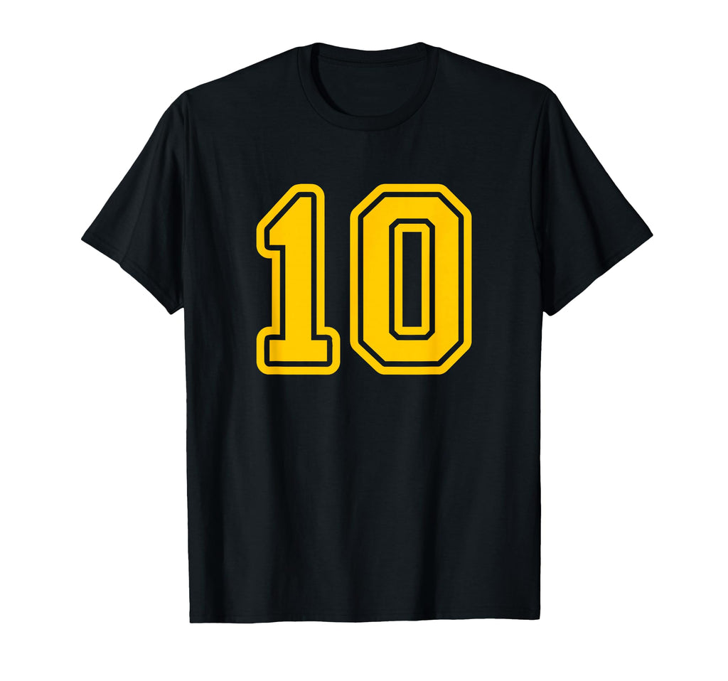 Number 10 Yellow Sports Team T-Shirt - Fun Novelty Design for Adults - T-Shirt, Sweatshirt, Hoodie