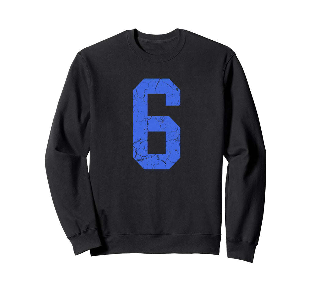 Distressed Royal Blue Number 6 Sweatshirt - Aesthetic Graphic Unisex - T-Shirt, Sweatshirt, Hoodie