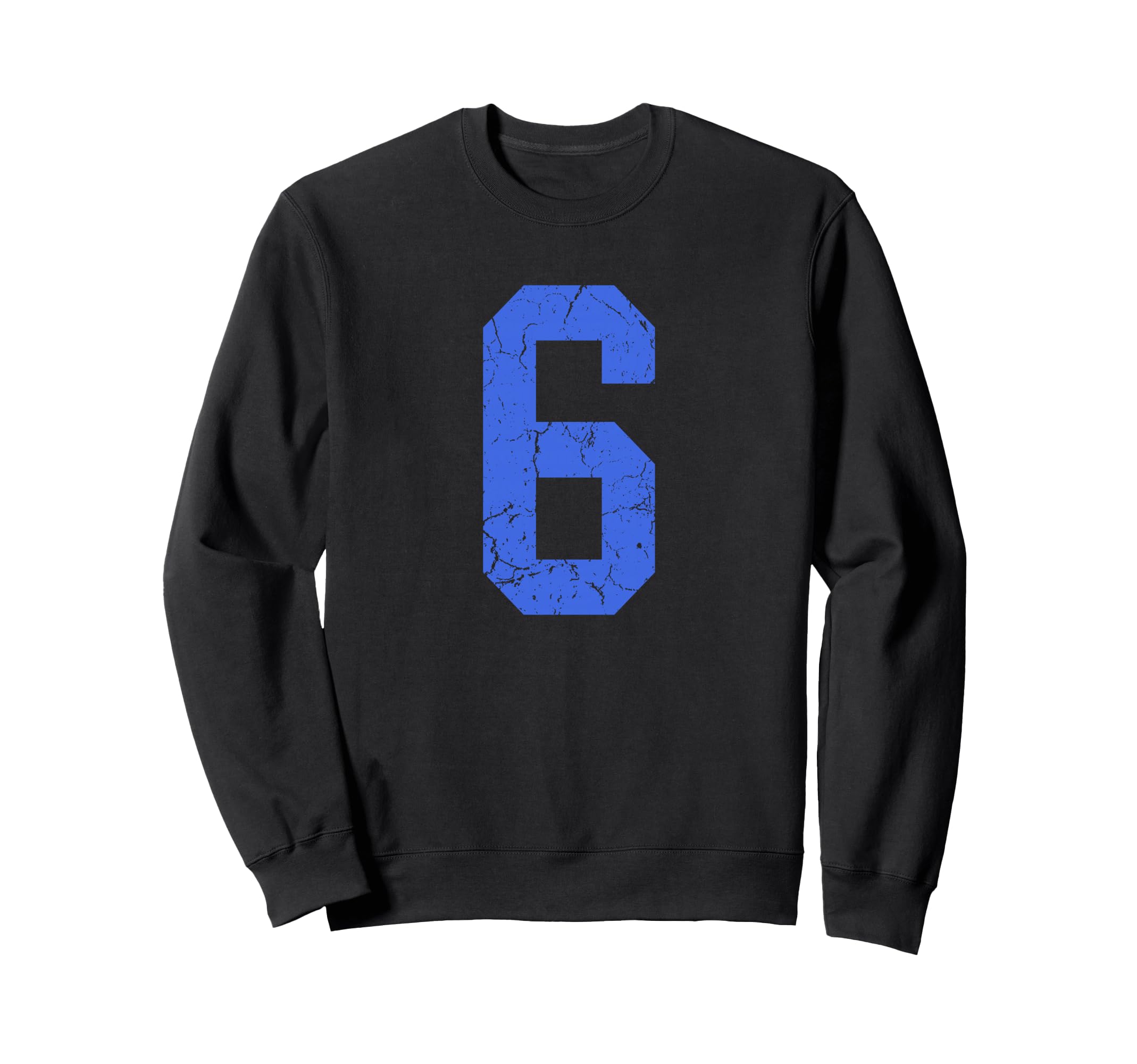 Distressed Royal Blue Number 6 Sweatshirt - Aesthetic Graphic Unisex - T-Shirt, Sweatshirt, Hoodie