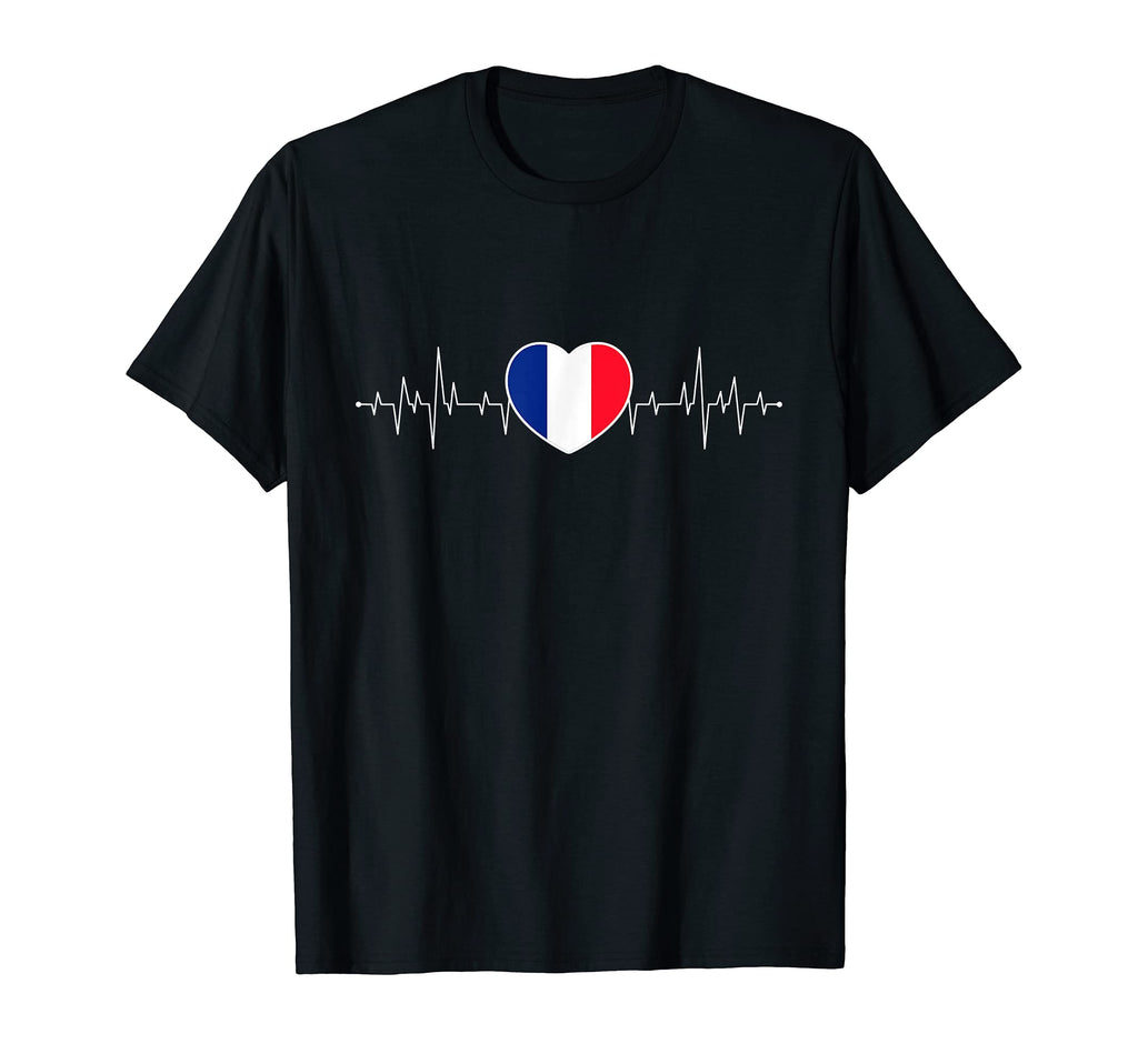 France Heartbeat Pulse French Flag T-Shirt - Fun Novelty Design Unisex - T-Shirt, Sweatshirt, Hoodie