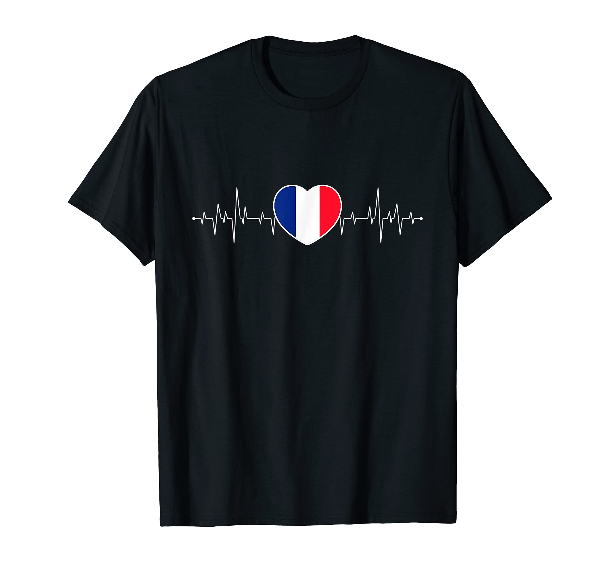 France Heartbeat Pulse French Flag T-Shirt - Fun Novelty Design Unisex - T-Shirt, Sweatshirt, Hoodie